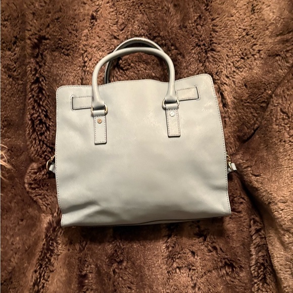 Elegant baby blue Michael Kors Hamilton Handbag with Scarf Accent - Picture 2 of 6
